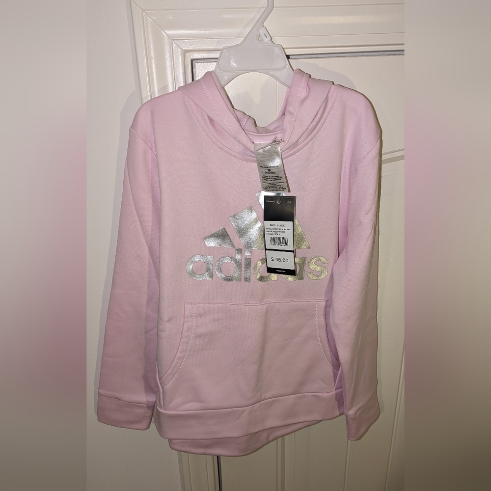 NWT Girls M 10/12 Pink Adidas Hoodie